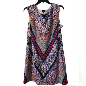 ILE New York Retro Shift Mod Sheath Dress EUC 18 Geometric Multicolor